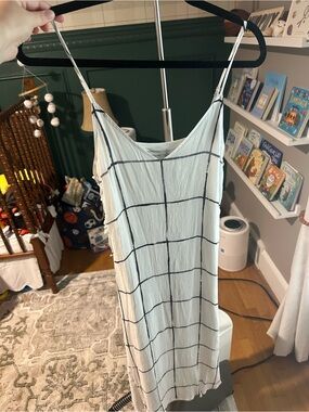 Gentle Fawn Ivory and Navy Grid Slip Dress